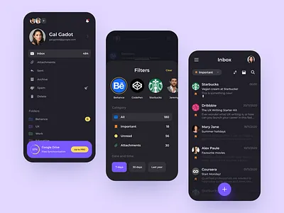 Mail's sort application dark dark app dark theme dark ui filter mail mobile mobile app mobile app design mobile design mobile ui product sort sort by sorting store app ui uiux ux