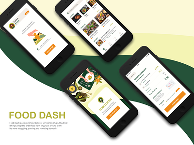 Food Dash - Online Food Delivery App adobe xd android app app flat illustration food delivery app illustration iphone app ui design