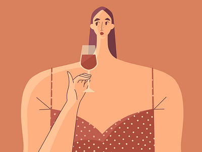 Happy Tuesday🍷 art digital girl happy illustration tuesday vector wine