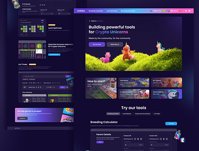 Crypto Unicorns Tools Landing 3d design graphic design landing ui ux uxui web design