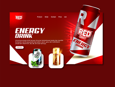 Landing page Energy drink brand branding clean ui design idea landing page landingpage red typography ui uiux uiux design uiuxdesign ux web website