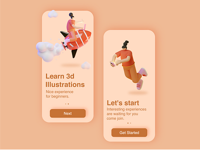 Mobile Learn 3d Illustraions clean ui design iphone landing page ui uiux uiux design uiuxdesign ux web