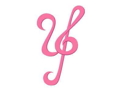 Y meets 𝄞 curves lettering logomark pink script vector weight 𝄞