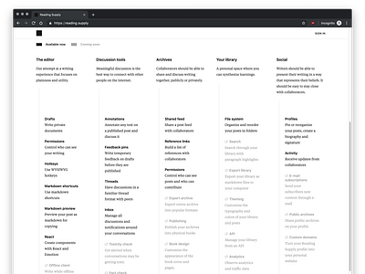 Reading Supply — Landing Page — Features