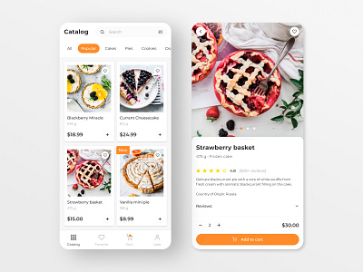 Delivery of sweets. Mobile app app delivery design eat products shop typography ui ux