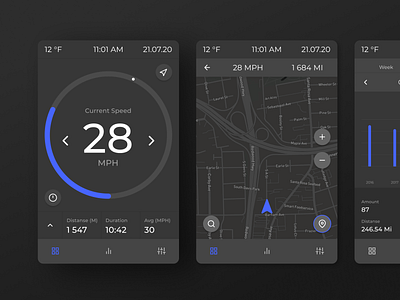 Bike computer. Ui-concept bike computer dashboard design navigate ui ux