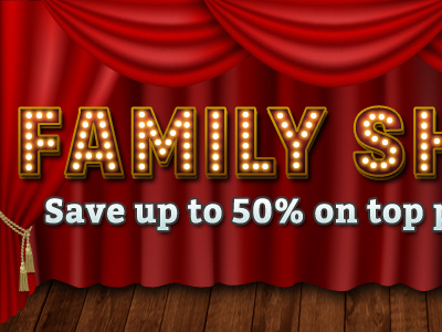 Family Shows advert banner online promotion theatre typography web