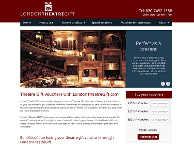 London Theatre Gift Website design flat design premium theatre web website