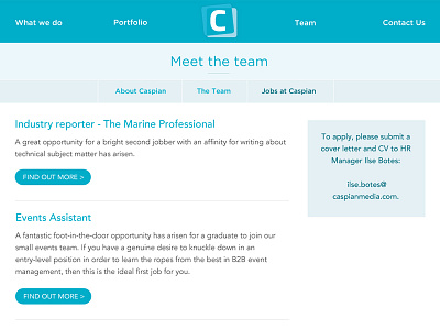 Jobs page for the new Caspian site design flat design jobs media vacancies web web design