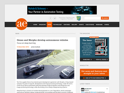 Article page for Automotive Engineering website article automotive engineering mockup news responsive website