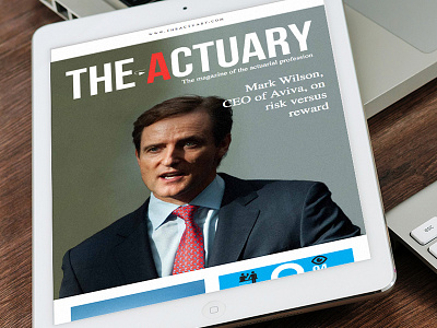 The Actuary magazine app ipad mockup pitch