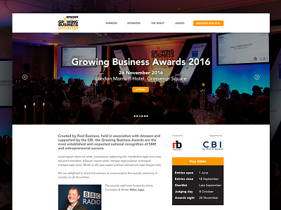 Growing Business Awards awards business conference event web design website