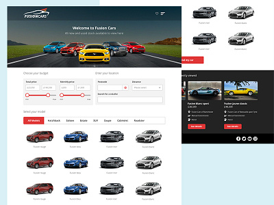 Fusion Cars Homepage automotive design cars ui web design