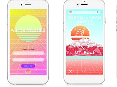 Vaporweather HiFi Prototype app design illustration ui