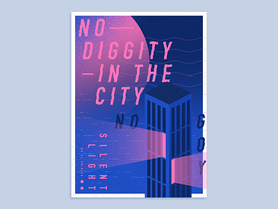 No Diggity In the City blue city color light night pink poster