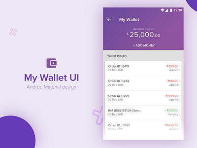 My Wallet Ui android material design my wallet ui