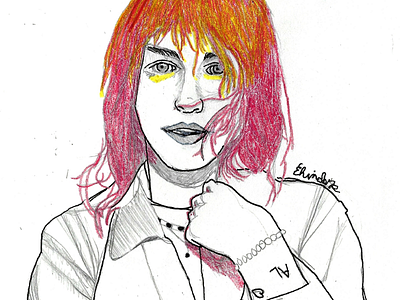Wonder color drawing hair pencil pop art portrait redhead woman