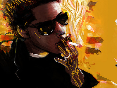 dead conceptual cool digital art digitalart man portrait rebel smoke smoker smoking yellow