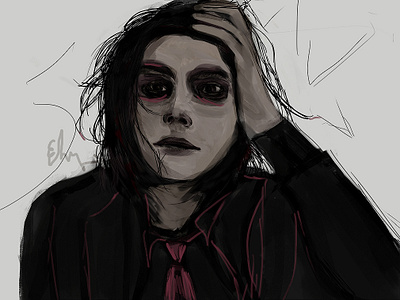 cause I'm awful just to see band dark digital digital art drawing fanart gerard way illustration man monochrome photoshop portfolio portrait