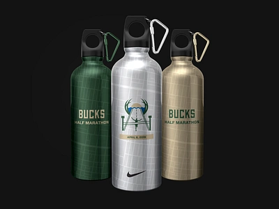 Bucks Half Marathon Water Bottles basketball bottles drink mockup nba packaging water water bottles