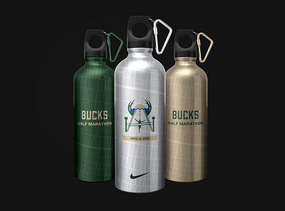 Bucks Half Marathon Water Bottles basketball bottles drink mockup nba packaging water water bottles