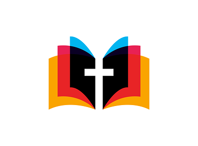 Logo for Trinity Community Church bible design book brand brand identity clean color cross icon logo logomark read transparent