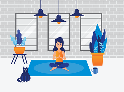 Yoga I cat exercise fitness lady lesson lights uiuxdesign woman yoga yoga studio