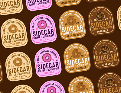 Sidecar Stickers branding california doughnuts fresh pattern sidecar stickers
