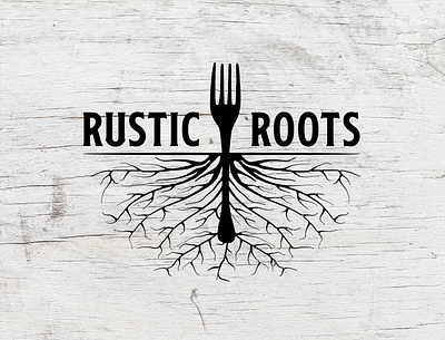 Rustic Roots Logo branding eco farm fork identity roots rustic wood