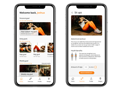 "Streaks" Fitness App Concept app fitness fitness app ios iphone mobile orange