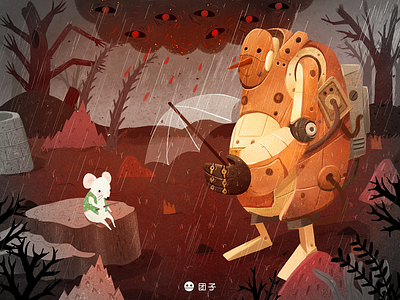 Rain doodle illustration 插图 森林