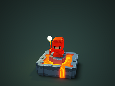 Fire Wizard 3d 3dart magicavoxel voxel voxelart