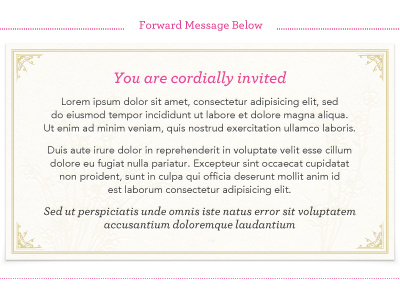 Elite Invite archer avenir dark grey flowers invite letterpress ornaments pink typography