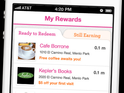 Rewards iPhone App app archer helvetica iphone orange pink tabs