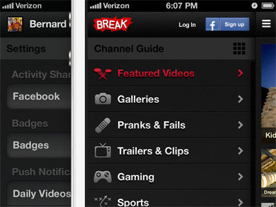 Sidebars app application break channel guide ios iphone mobile settings sidebar