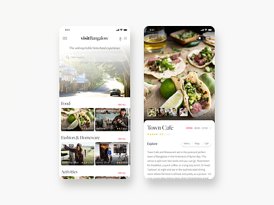 Visit Bangalow App app design mobile tourism ui ux