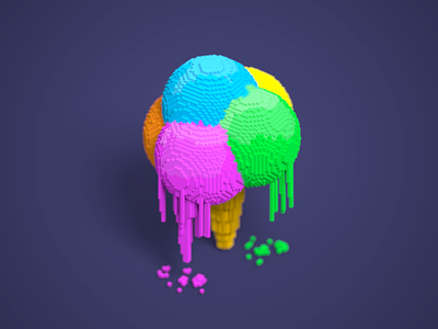 Voxcream 3d cream ice illustration isometric pixel summer voxel