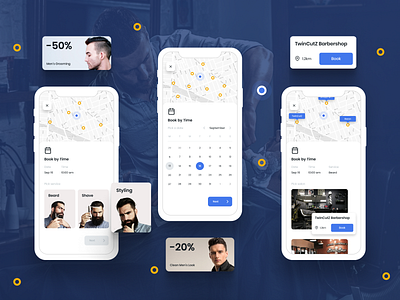 Stylist app with book feature app barber book appointment booking booking app filter map search ui ux