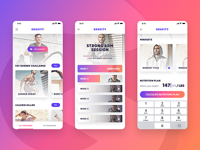 Gravity - Concept Design coach concept fitness fitness app fitness coach gravity health strength wellness