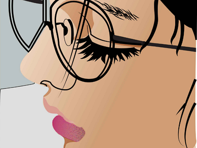 Side Portrait Assignment girl glasses illustrator pink portrait pretty simple