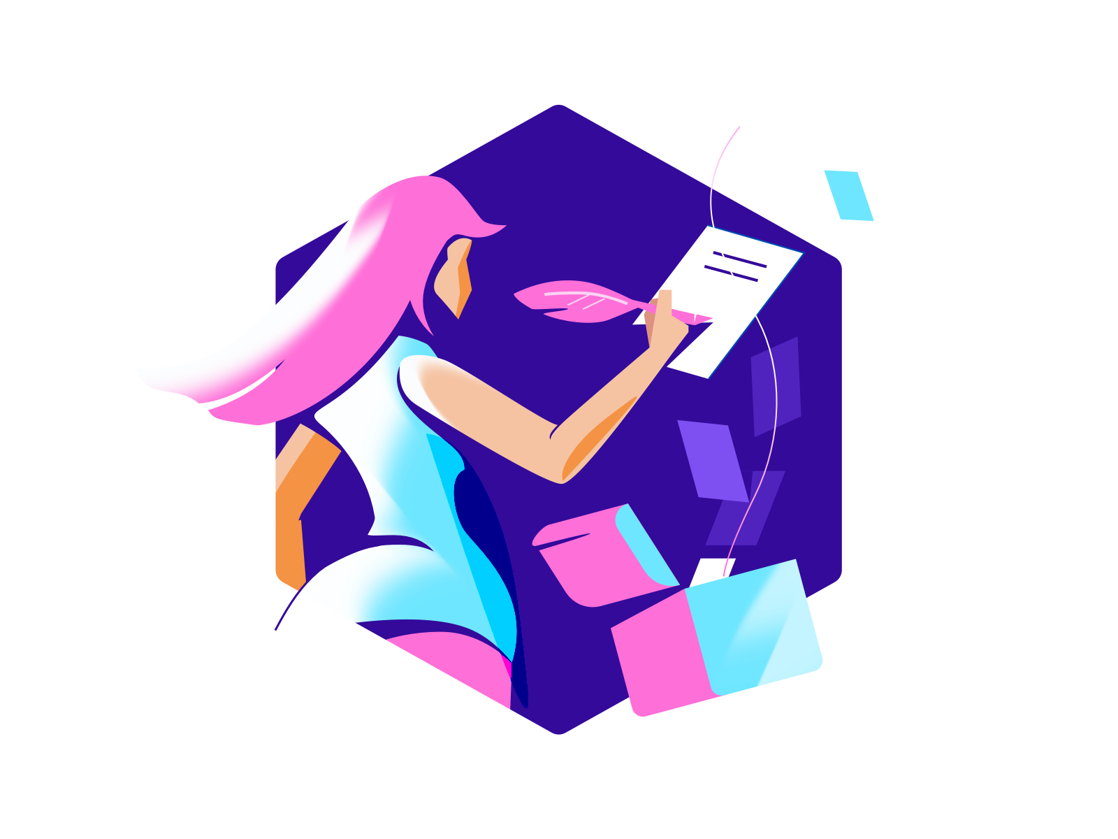 Girl filling in some form by Frank Hsu on Dribbble