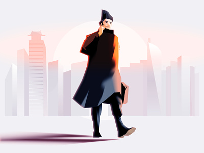 Modern employee clerk employee illustration man officer walking
