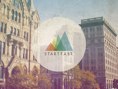 Startfast Logo accelerator branding building city graph grunge incubator logo startups syracuse texture vintage