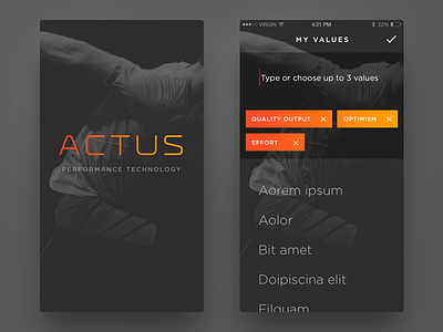 ACTUS app athletic branding data fitness ios iphone mobile sports ui ux