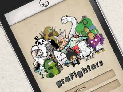 Grafighters App Shot app characters doodles grafighters iphone login paper texture