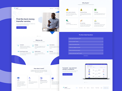 Kaoshi Landing page africa blues clean ui figma fintech landingpage nigeria payment ui user experience