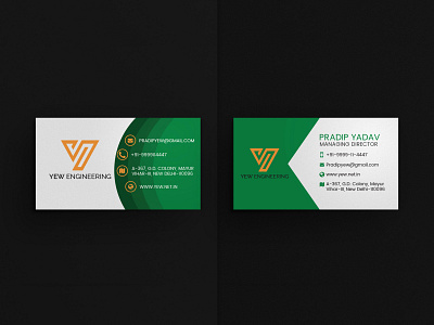 Yew Engineering Business Card Design branding business card business card design clean design flat illustration minimal typography vector