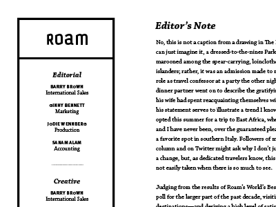 Masthead / Editor's Note editorial