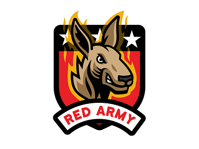 Flaming Kangaroo Red Army patch animal football futbol kangaroo mascot soccer soccer badge soccer logo sports logo tifo