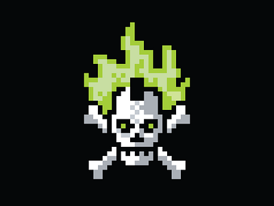 Pixelated Flaming SKull 8-bit danger death halloween pirate pixelated poison skeleton skull skull-and-bones